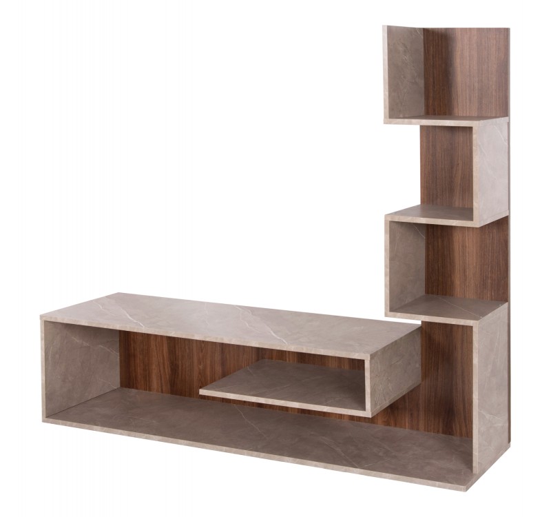 ΣΥΝΘΕΤΟ ΤΗΛΕΟΡΑΣΗΣ EDELIE HM8908.14 ΜΕΛΑΜΙΝΗ ΓΚΡΙ STONE TEXTURE-ΦΥΣΙΚΟ 150x29,5x120Υεκ.