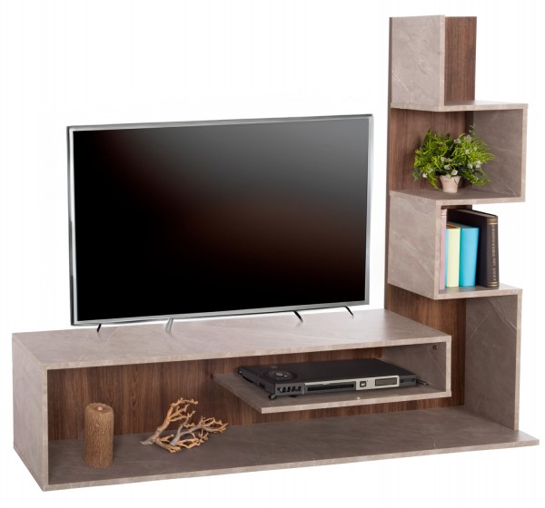 ΣΥΝΘΕΤΟ ΤΗΛΕΟΡΑΣΗΣ EDELIE HM8908.14 ΜΕΛΑΜΙΝΗ ΓΚΡΙ STONE TEXTURE-ΦΥΣΙΚΟ 150x29,5x120Υεκ.