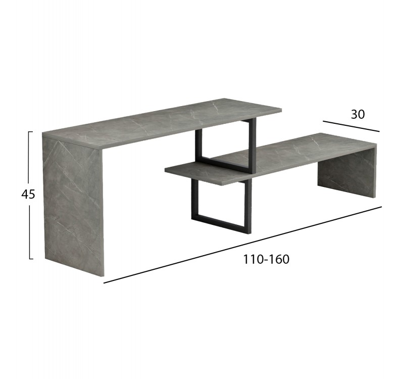 ΕΠΙΠΛΟ ΤΗΛΕΟΡΑΣΗΣ ΕΠΕΚΤ. BRIGGITE HM8892.11 ΜΕΛΑΜΙΝΗ GREY STONE TEXTURE 160x30x45Υεκ.