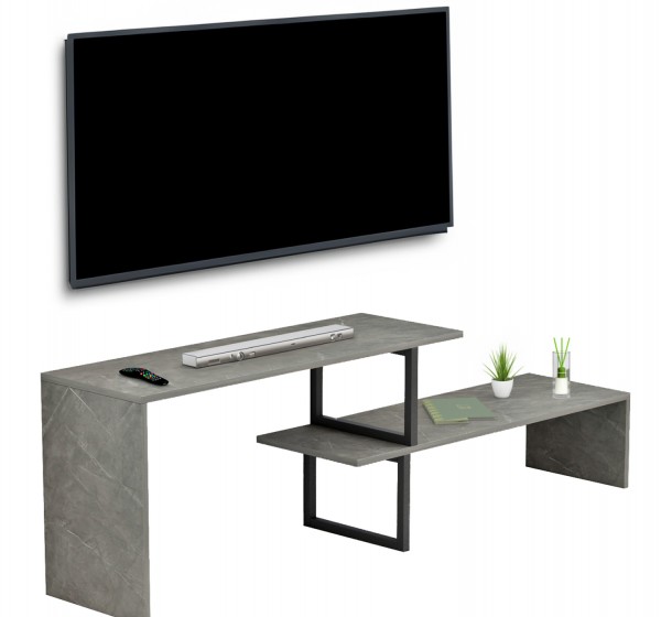 ΕΠΙΠΛΟ ΤΗΛΕΟΡΑΣΗΣ ΕΠΕΚΤ. BRIGGITE HM8892.11 ΜΕΛΑΜΙΝΗ GREY STONE TEXTURE 160x30x45Υεκ.