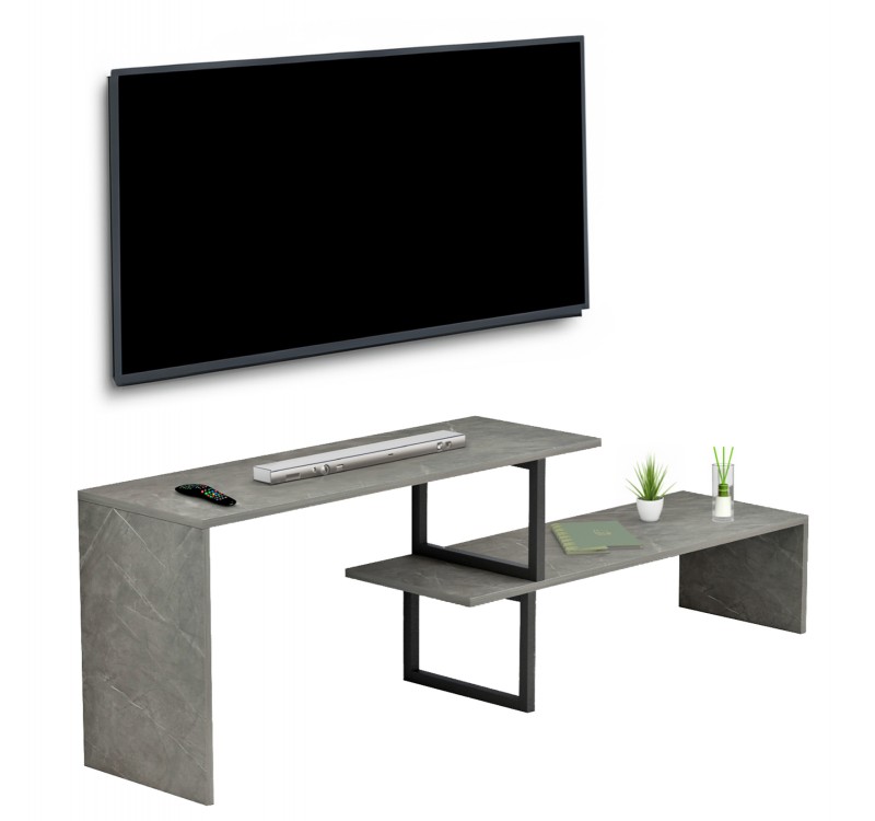 ΕΠΙΠΛΟ ΤΗΛΕΟΡΑΣΗΣ ΕΠΕΚΤ. BRIGGITE HM8892.11 ΜΕΛΑΜΙΝΗ GREY STONE TEXTURE 160x30x45Υεκ.