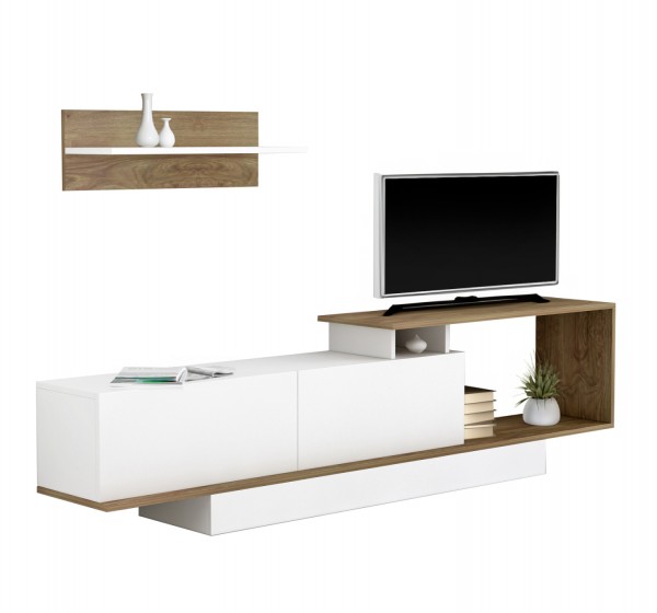 ΣΥΝΘΕΤΟ ΤΗΛΕΟΡΑΣΗΣ GARCELLE HM8904.11 ΜΕΛΑΜΙΝΗ ΣΕ ΦΥΣΙΚΟ-ΛΕΥΚΟ 180x29,6x45Υεκ