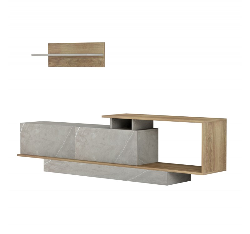 ΣΥΝΘΕΤΟ ΤΗΛΕΟΡΑΣΗΣ GARCELLE HM8904.14 ΜΕΛΑΜΙΝΗ ΦΥΣΙΚΟ-STONE TEXTURE 180x29,6x45Υεκ