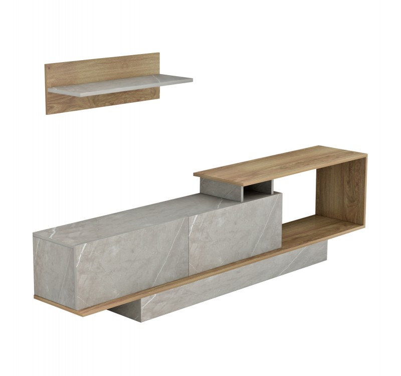 ΣΥΝΘΕΤΟ ΤΗΛΕΟΡΑΣΗΣ GARCELLE HM8904.14 ΜΕΛΑΜΙΝΗ ΦΥΣΙΚΟ-STONE TEXTURE 180x29,6x45Υεκ