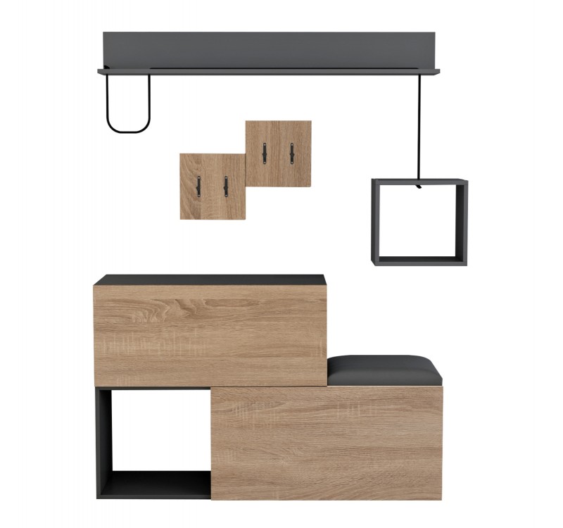 ΕΠΙΠΛΟ ΕΙΣΟΔΟΥ CERB HM8957.11 ΜΕΛΑΜΙΝΗ ΣΕ SONAMA-ΓΚΡΙ 120x20x72Υ εκ.