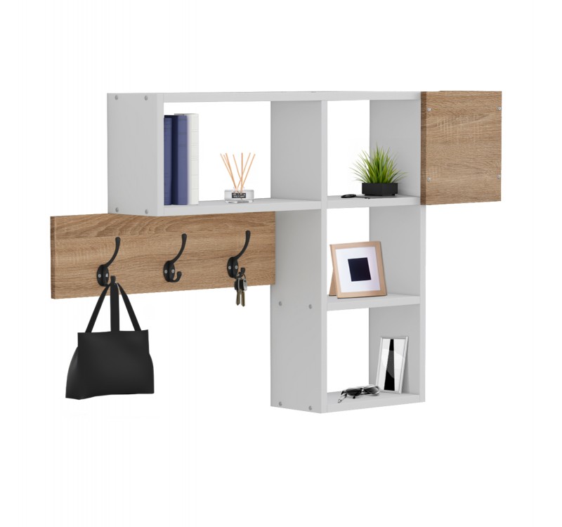 ΚΡΕΜΑΣΤΡΑ ΕΙΣΟΔΟΥ ΜΕ ΡΑΦΙΑ HARLAN HM8973.12 ΜΕΛΑΜΙΝΗ ΣΕ SONAMA-ΛΕΥΚΟ 99,5x15x61Υεκ.