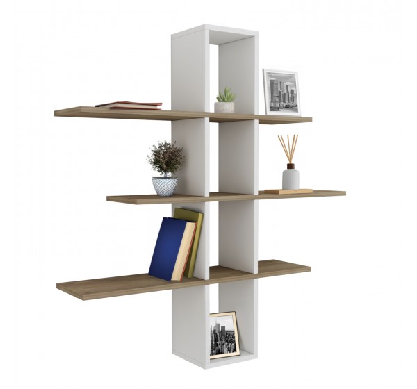 ΡΑΦΙΕΡΑ ΤΟΙΧΟΥ DOMINIC HM8976.11 ΜΕΛΑΜΙΝΗ ΣΕ ΦΥΣΙΚΟ-ΛΕΥΚΟ 96x19,5x101Υεκ.