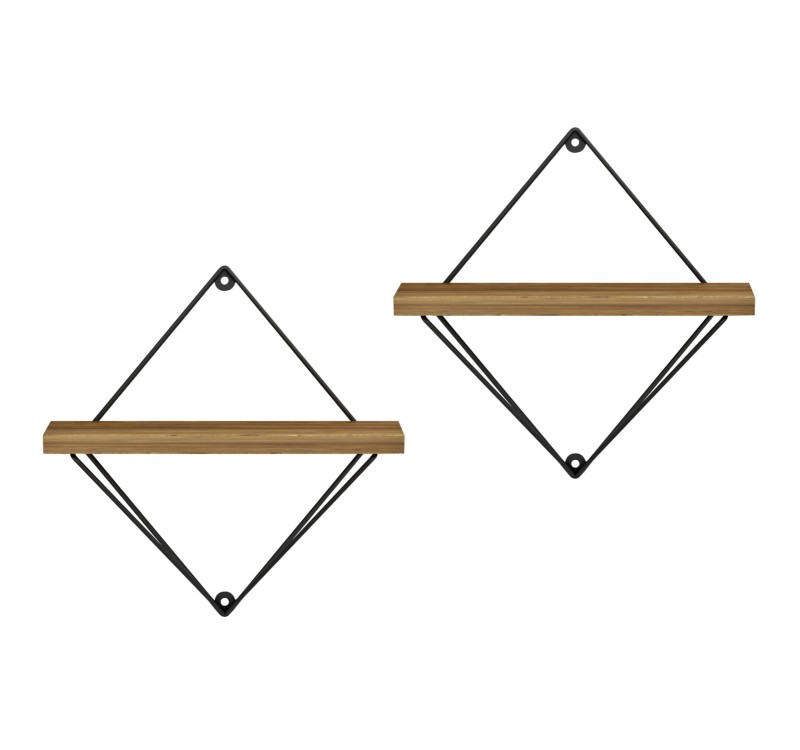 ΣΕΤ ΡΑΦΙΑ ΤΟΙΧΟΥ ZANNARD HM8929.11 ΜΕΤΑΛΛΟ ΜΑΥΡΟ-ΜΕΛΑΜΙΝΗ ΦΥΣΙΚΟ 30x14x30Υ εκ.