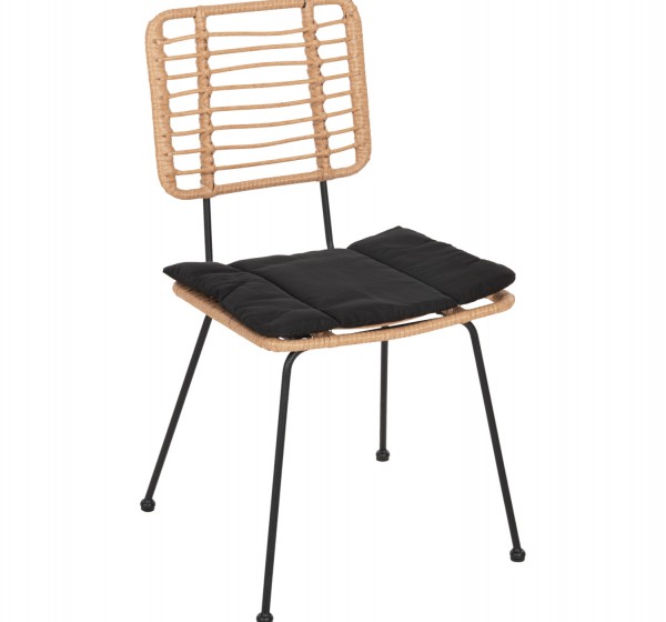 ΚΑΡΕΚΛΑ ΕΞ.ΧΩΡΟΥ ALLEGRA HM5454.11 ΜΕΤΑΛΛΟ&ΜΑΞΙΛΑΡΙ ΜΑΥΡΟ-ΜΠΕΖ WICKER 50,5x49,5x88Υεκ