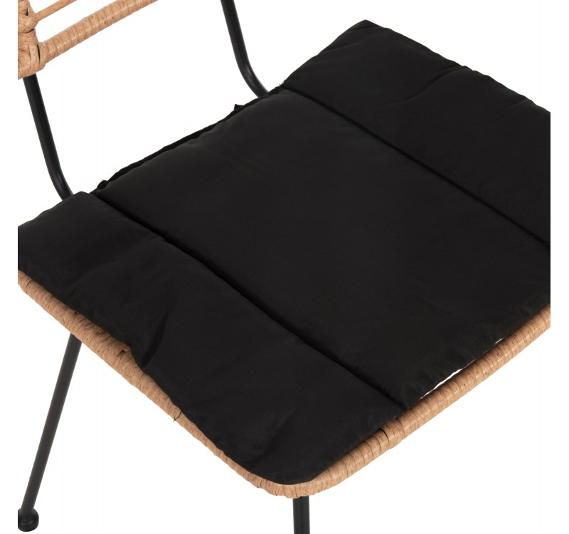 ΚΑΡΕΚΛΑ ΕΞ.ΧΩΡΟΥ ALLEGRA HM5454.11 ΜΕΤΑΛΛΟ&ΜΑΞΙΛΑΡΙ ΜΑΥΡΟ-ΜΠΕΖ WICKER 50,5x49,5x88Υεκ