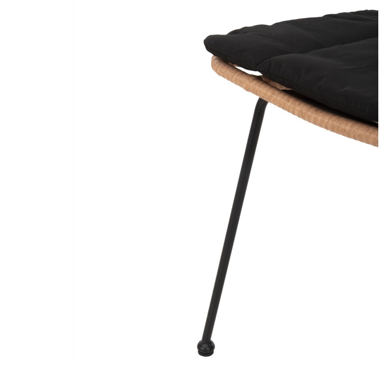 ΚΑΡΕΚΛΑ ΕΞ.ΧΩΡΟΥ ALLEGRA HM5454.11 ΜΕΤΑΛΛΟ&ΜΑΞΙΛΑΡΙ ΜΑΥΡΟ-ΜΠΕΖ WICKER 50,5x49,5x88Υεκ