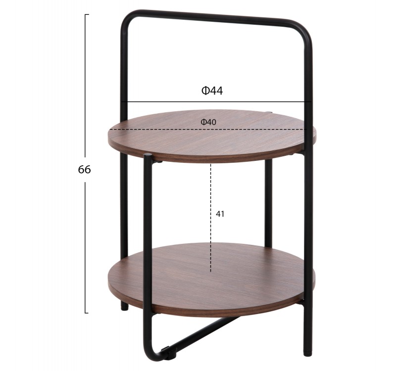 ΒΟΗΘΗΤΙΚΟ ΤΡΑΠΕΖΙ SYLO HM9618.02 MDF ΣΕ ΚΑΡΥΔΙ-ΜΑΥΡΟ ΜΕΤΑΛΛΟ Φ44x66Υεκ.