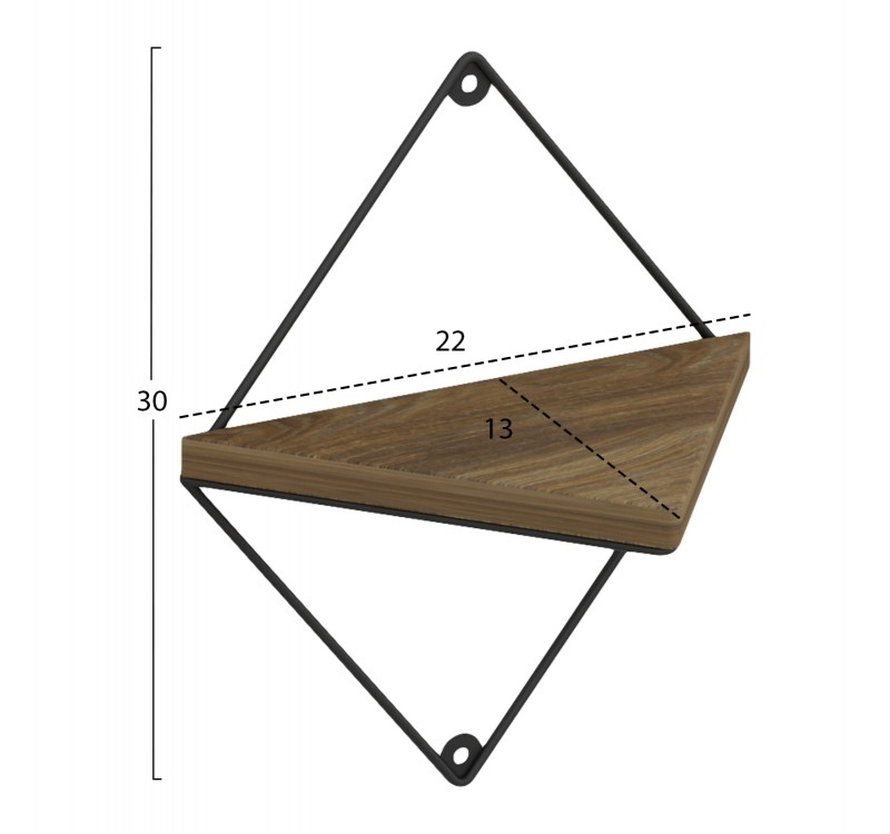 ΣΕΤ ΡΑΦΙΑ ΤΟΙΧΟΥ EVERLEIGH HM8951.11 ΜΕΤΑΛΛΟ ΜΑΥΡΟ-ΜΕΛΑΜΙΝΗ ΦΥΣΙΚΟ 22x13x30Υεκ.