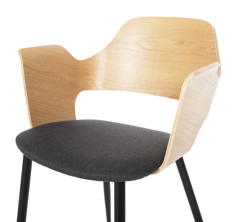 ΚΑΡΕΚΛΑ VELP HM9616.02 ΞΥΛΟ ΣΕ ΦΥΣΙΚΟ-ΓΚΡΙ ΥΦΑΣΜΑ-ΜΑΥΡΑ ΜΕΤΑΛ. ΠΟΔΙΑ 55,5x50x79Υεκ.