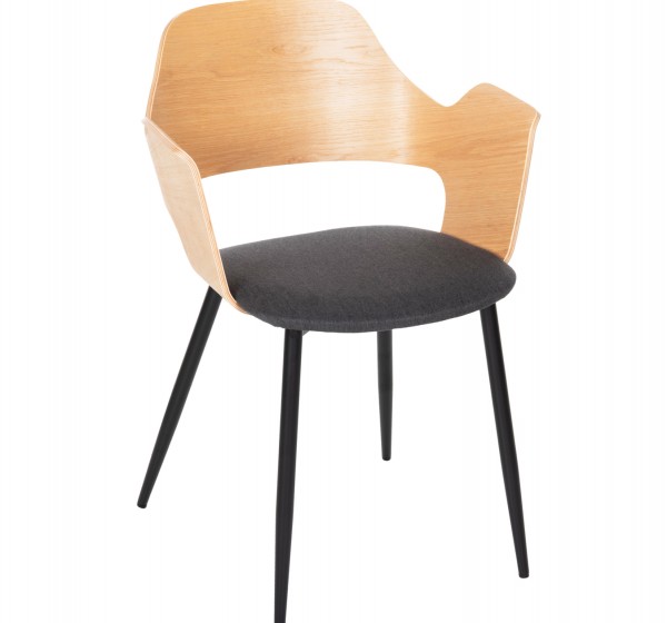 ΚΑΡΕΚΛΑ VELP HM9616.02 ΞΥΛΟ ΣΕ ΦΥΣΙΚΟ-ΓΚΡΙ ΥΦΑΣΜΑ-ΜΑΥΡΑ ΜΕΤΑΛ. ΠΟΔΙΑ 55,5x50x79Υεκ.