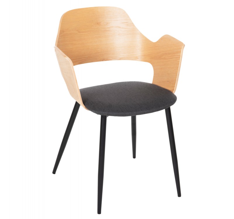 ΚΑΡΕΚΛΑ VELP HM9616.02 ΞΥΛΟ ΣΕ ΦΥΣΙΚΟ-ΓΚΡΙ ΥΦΑΣΜΑ-ΜΑΥΡΑ ΜΕΤΑΛ. ΠΟΔΙΑ 55,5x50x79Υεκ.