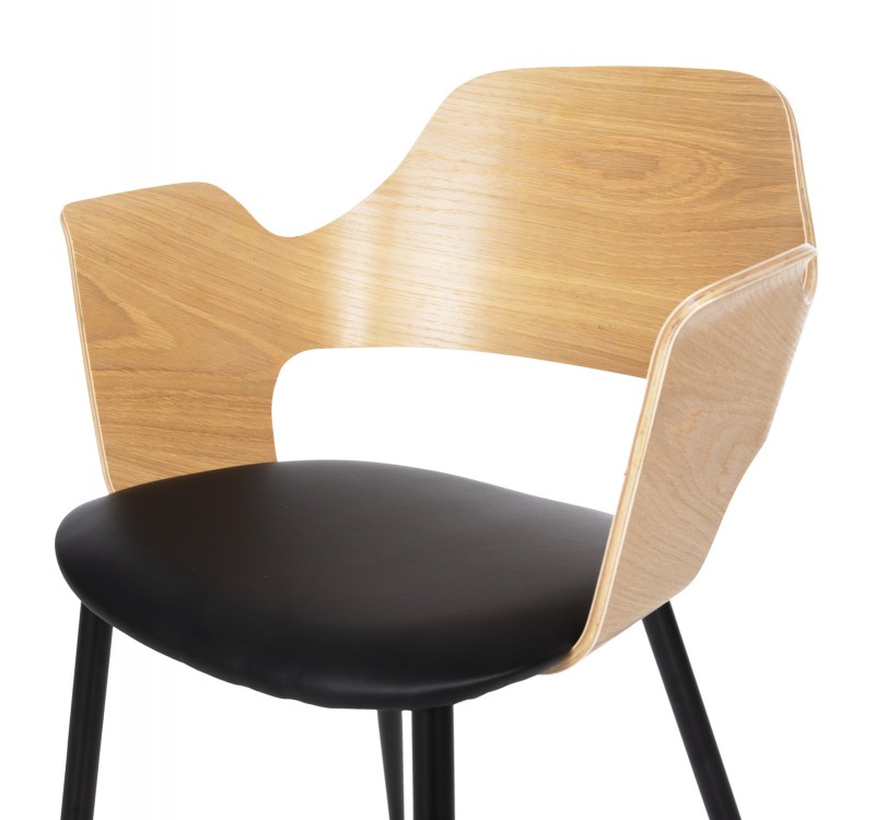 ΚΑΡΕΚΛΑ VELP HM9616.01 ΞΥΛΟ ΣΕ ΦΥΣΙΚΟ-ΜΑΥΡΟ PU-ΜΑΥΡΑ ΜΕΤΑΛ. ΠΟΔΙΑ 55,5x50x79Υεκ.