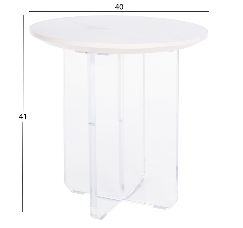 ΤΡΑΠΕΖΙ ΣΑΛΟΝΙΟΥ ACRYLON HM9779.01 HPL ΛΕΥΚΟ ΜΑΡΜΑΡΟ-ΑΚΡΥΛΙΚΟ ΠΟΔΙ Φ40x41Υεκ.