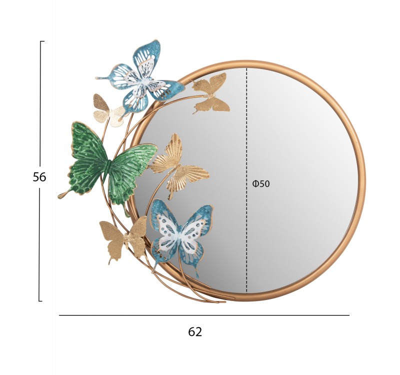 ΚΑΘΡΕΠΤΗΣ ΤΟΙΧΟΥ ΣΤΡΟΓΓΥΛΟΣ ΗΜ4213 ΜΕΤΑΛΛΟ ΣΕ ΧΡΥΣΟ-ΠΡΑΣΙΝΟ-ΜΠΛΕ 62x6,5x56Yεκ.