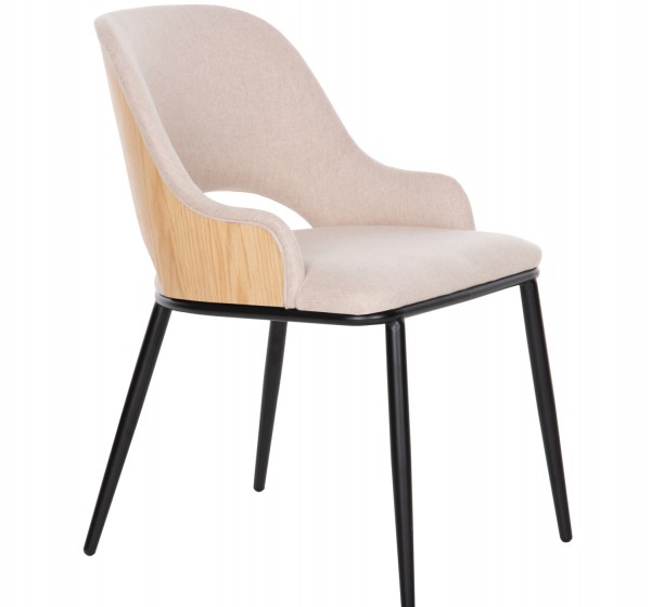 ΚΑΡΕΚΛΑ DELF HM9617.02 ΜΠΕΖ ΥΦΑΣΜΑ-ΜΑΥΡΑ ΜΕΤΑΛ. ΠΟΔΙΑ-ΞΥΛΙΝΗ ΠΛΑΤΗ ΟΑΚ 48x55x76Υ