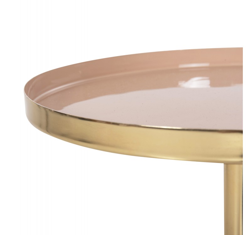 ΤΡΑΠΕΖΙ ΒΟΗΘΗΤΙΚΟ ΣΤΡΟΓΓΥΛΟ UTRI HM4384.10 ΜΕΤΑΛΛΟ ΣΕ ΣΟΜΟΝ-ΜΠΕΖ Φ35,5x44,5Υ εκ.