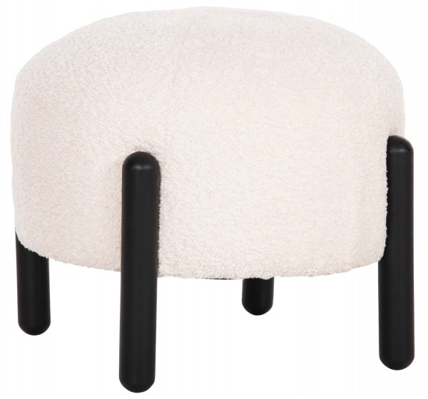 ΣΚΑΜΠΟ EWAN ΣΤΡΟΓΓΥΛΟ HM9596.06 ΕΚΡΟΥ ΜΠΟΥΚΛΕ ΥΦΑΣΜΑ-ΜΑΥΡΑ ΜΕΤΑΛΛΙΚΑ ΠΟΔΙΑ Φ45x36Υεκ.