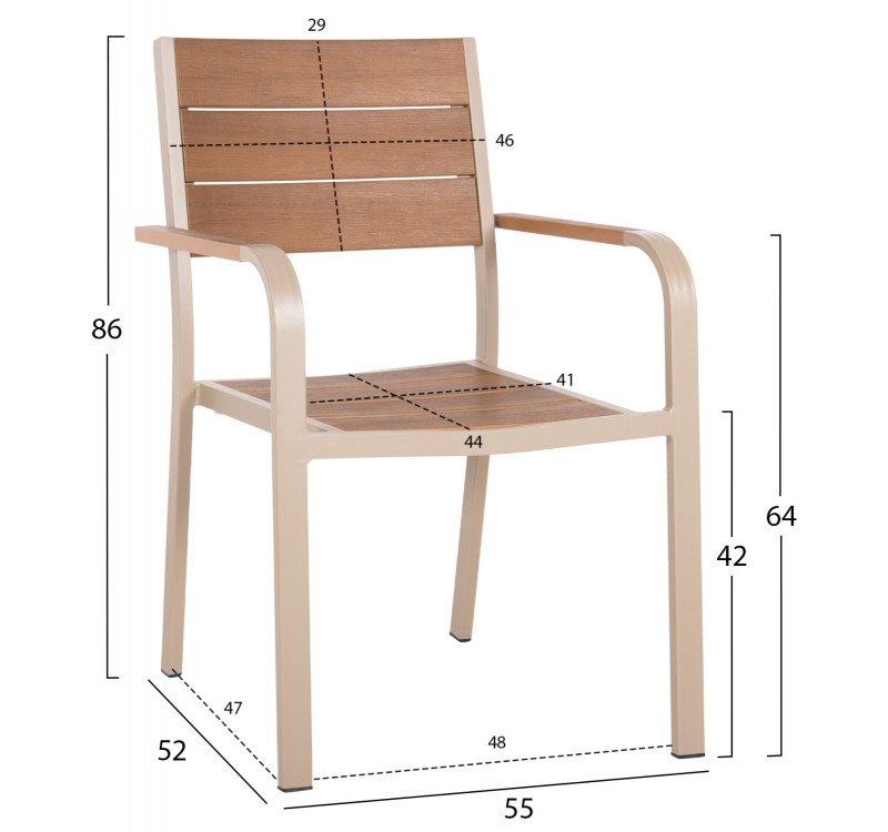 ΠΟΛΥΘΡΟΝΑ ΑΛΟΥΜΙΝΙΟΥ SAGA HM5127.04 ΣΑΜΠΑΝΙ ΜΕ POLYWOOD 55x52x86Yεκ.