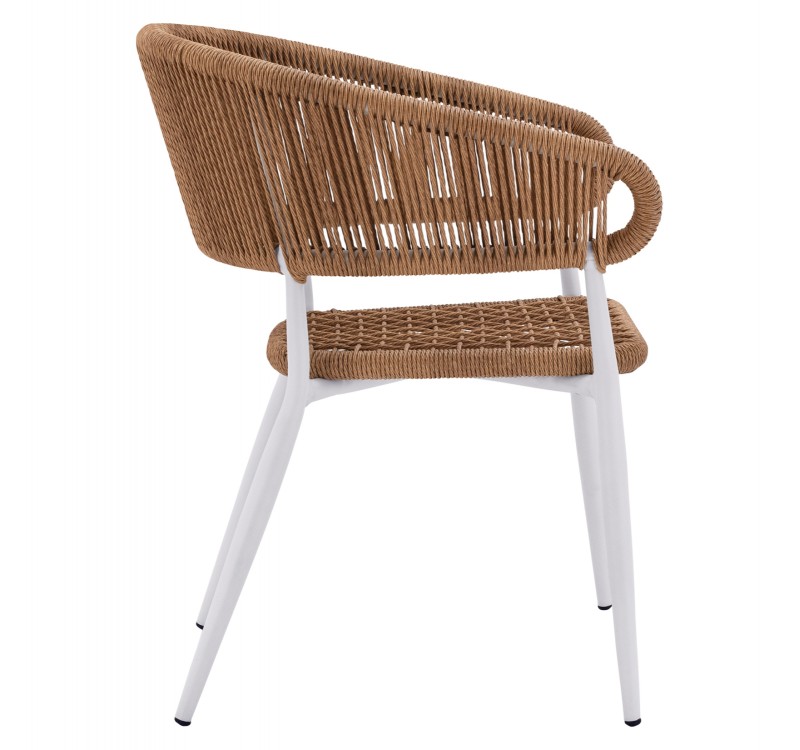 ΠΟΛΥΘΡΟΝΑ ΑΛΟΥΜΙΝΙΟΥ EULO HM5783.12 ΛΕΥΚΗ-ΣΥΝΘΕΤΙΚΟ RATTAN ΜΠΕΖ 55,5x63,5x78Υεκ.