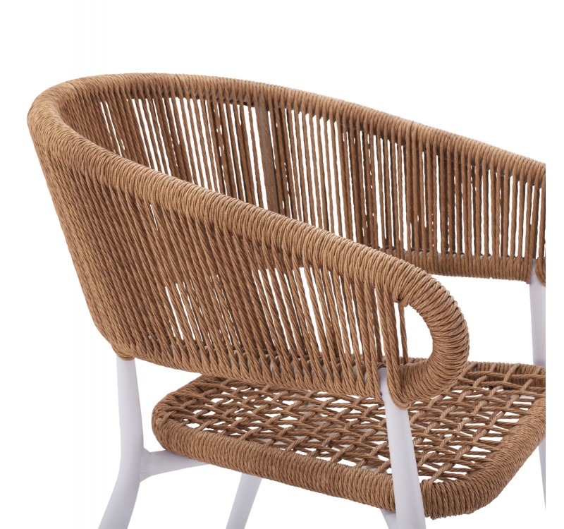 ΠΟΛΥΘΡΟΝΑ ΑΛΟΥΜΙΝΙΟΥ EULO HM5783.12 ΛΕΥΚΗ-ΣΥΝΘΕΤΙΚΟ RATTAN ΜΠΕΖ 55,5x63,5x78Υεκ.