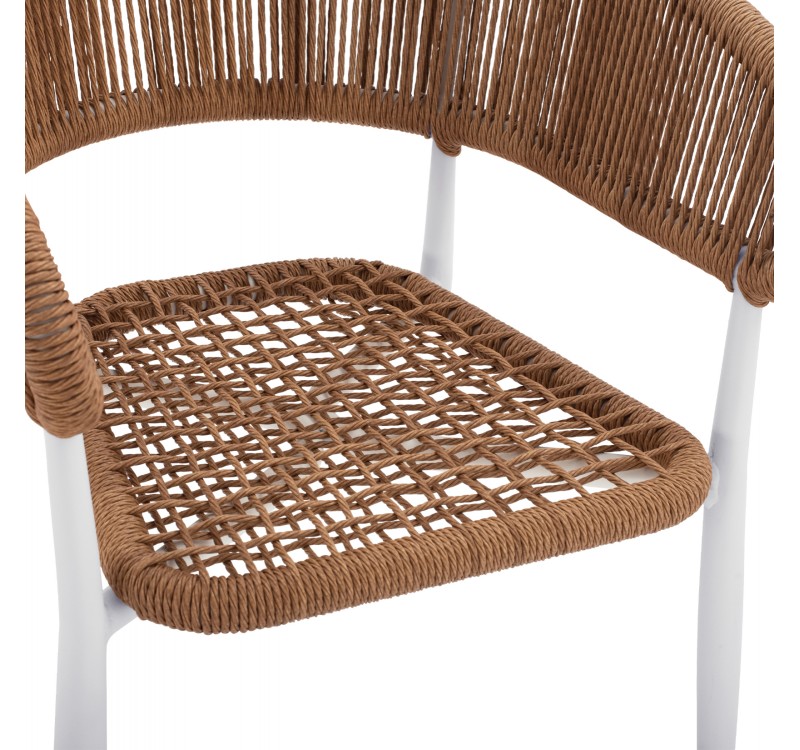 ΠΟΛΥΘΡΟΝΑ ΑΛΟΥΜΙΝΙΟΥ EULO HM5783.12 ΛΕΥΚΗ-ΣΥΝΘΕΤΙΚΟ RATTAN ΜΠΕΖ 55,5x63,5x78Υεκ.