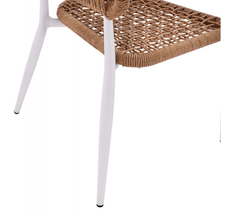 ΠΟΛΥΘΡΟΝΑ ΑΛΟΥΜΙΝΙΟΥ EULO HM5783.12 ΛΕΥΚΗ-ΣΥΝΘΕΤΙΚΟ RATTAN ΜΠΕΖ 55,5x63,5x78Υεκ.