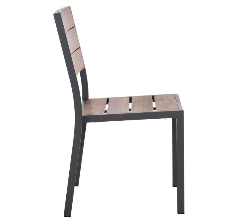 ΚΑΡΕΚΛΑ ΑΛΟΥΜΙΝΙΟΥ SAGA HM6063.02 ΣΚΟΥΡΟ ΓΚΡΙ ΜΕ POLYWOOD 46x52x86Υεκ.