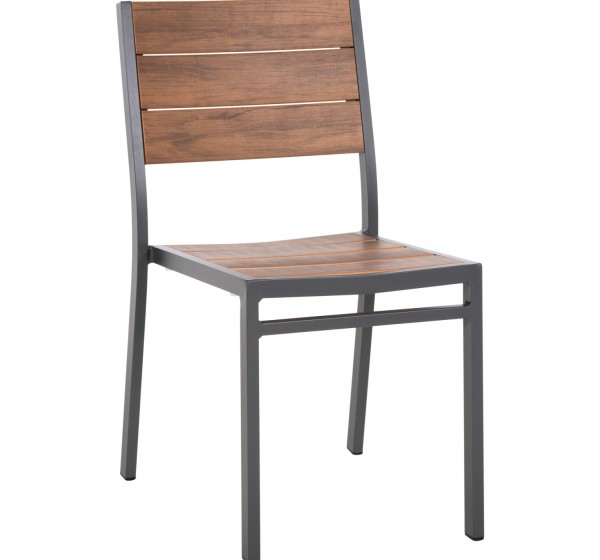 ΚΑΡΕΚΛΑ ΑΛΟΥΜΙΝΙΟΥ SAGA HM6063.02 ΣΚΟΥΡΟ ΓΚΡΙ ΜΕ POLYWOOD 46x52x86Υεκ.