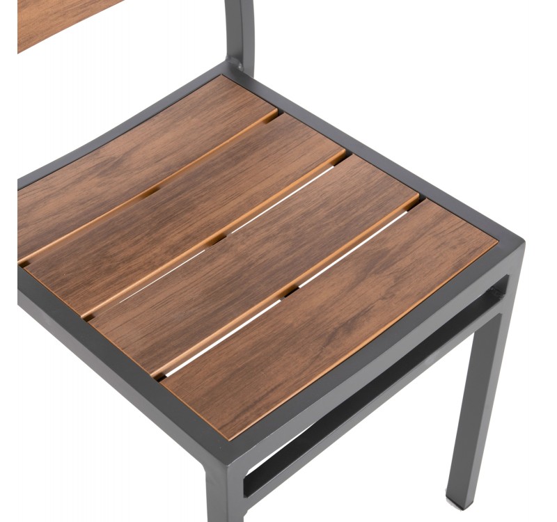 ΚΑΡΕΚΛΑ ΑΛΟΥΜΙΝΙΟΥ SAGA HM6063.02 ΣΚΟΥΡΟ ΓΚΡΙ ΜΕ POLYWOOD 46x52x86Υεκ.