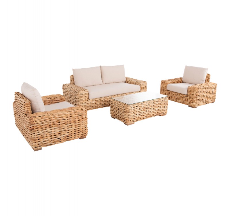 ΣΕΤ ΣΑΛΟΝΙ 4ΤΜΧ TROPEL HM11940 ΦΥΣΙΚΟ RATTAN-2ΘΕΣΙΟΣ ΚΑΝΑΠΕΣ-2 ΠΟΛΥΘΡΟΝΕΣ-ΤΡΑΠΕΖΙ
