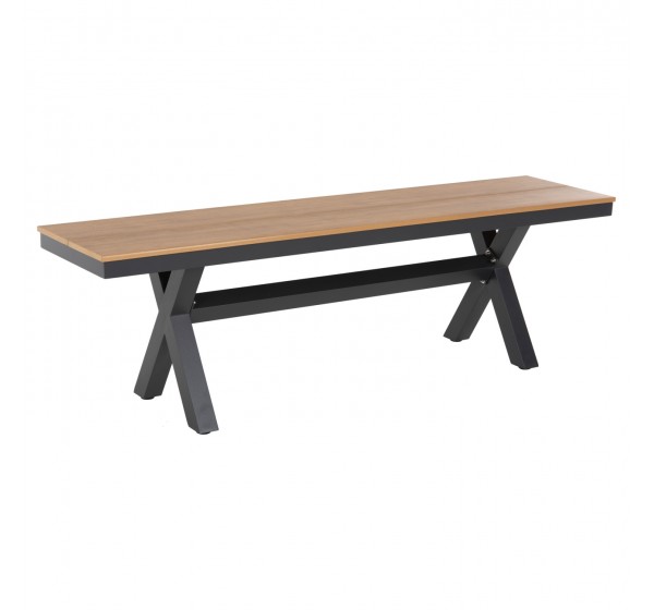 ΠΑΓΚΑΚΙ ΑΛΟΥΜΙΝΙΟΥ TAWNEE HM6038.01 ΑΝΘΡΑΚΙ ΜΕ POLYWOOD ΚΑΘΙΣΜΑ ΣΕ ΦΥΣΙΚΟ ΧΡΩΜΑ 150x36x45Υεκ.