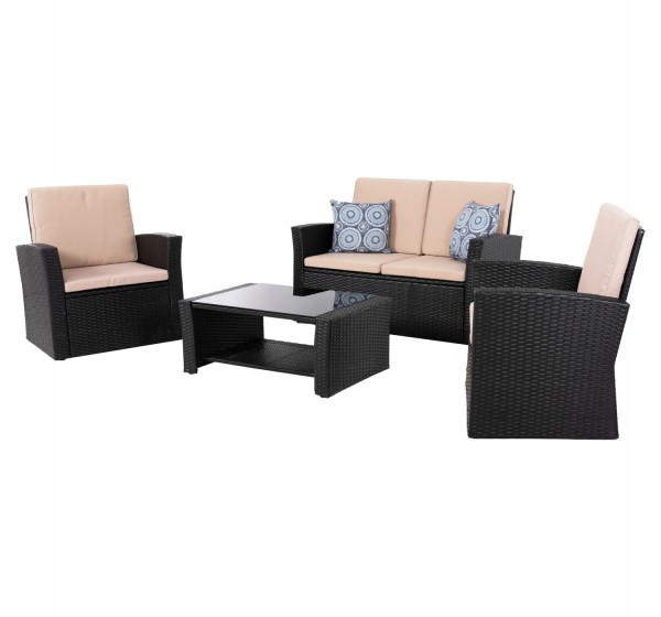 ΣΑΛΟΝΙ ΕΞ.ΧΩΡΟΥ 4ΤΜΧ THORE HM5978 ΣΥΝΘ. RATTAN ΜΑΥΡΟ-ΜΠΕΖ ΜΑΞΙΛΑΡΙΑ