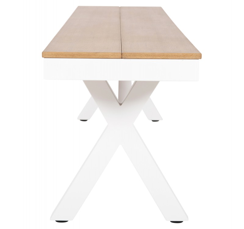 ΠΑΓΚΑΚΙ ΑΛΟΥΜΙΝΙΟΥ TAWNEE HM6040.02 ΛΕΥΚΟ-POLYWOOD ΚΑΘΙΣΜΑ ΦΥΣΙΚΟ 220x36x44,5Υεκ.