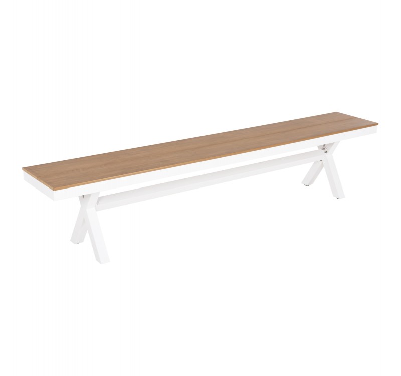 ΠΑΓΚΑΚΙ ΑΛΟΥΜΙΝΙΟΥ TAWNEE HM6040.02 ΛΕΥΚΟ-POLYWOOD ΚΑΘΙΣΜΑ ΦΥΣΙΚΟ 220x36x44,5Υεκ.
