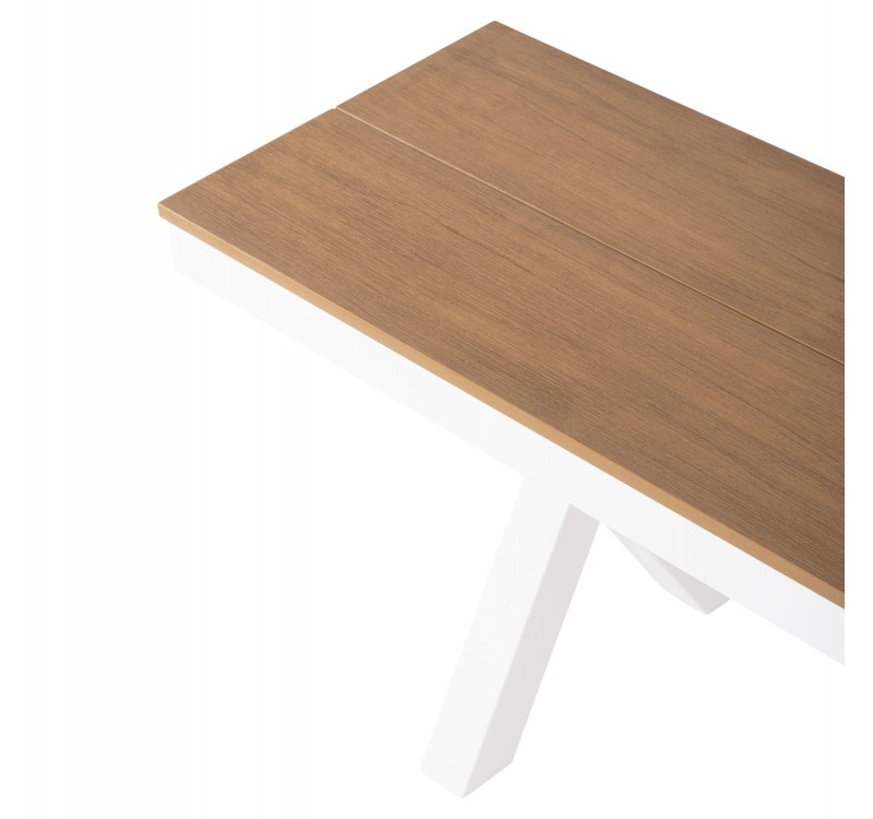 ΠΑΓΚΑΚΙ ΑΛΟΥΜΙΝΙΟΥ TAWNEE HM6040.02 ΛΕΥΚΟ-POLYWOOD ΚΑΘΙΣΜΑ ΦΥΣΙΚΟ 220x36x44,5Υεκ.