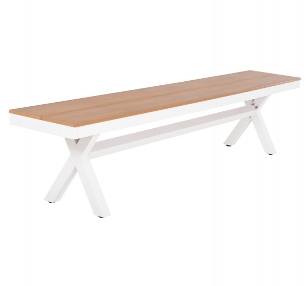 ΠΑΓΚΑΚΙ ΑΛΟΥΜΙΝΙΟΥ TAWNEE HM6040.02 ΛΕΥΚΟ-POLYWOOD ΚΑΘΙΣΜΑ ΦΥΣΙΚΟ 220x36x44,5Υεκ.