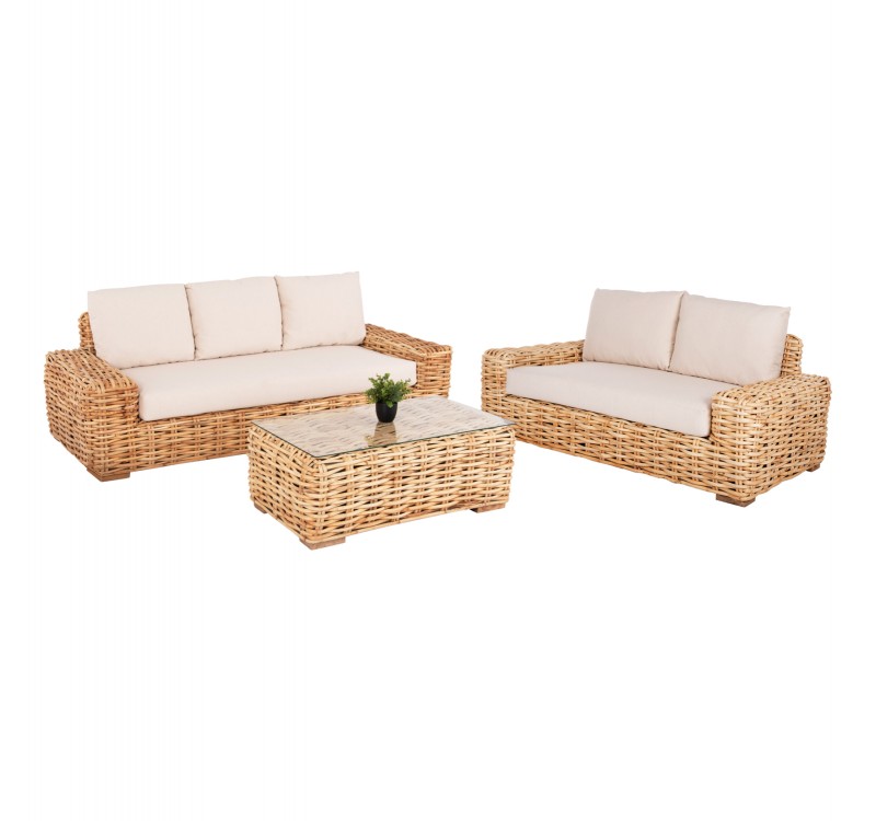 ΣΕΤ ΣΑΛΟΝΙ ΕΞ.ΧΩΡΟΥ TROPEL HM11941 3ΤΜΧ ΦΥΣΙΚΟ RATTAN-ΛΕΥΚΑ ΜΑΞΙΛΑΡΙΑ