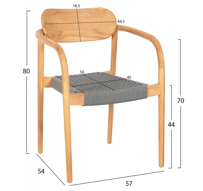 ΠΟΛΥΘΡΟΝΑ OSLO HM9636.08 ΞΥΛΟ TEAK ΦΥΣΙΚΟ & ΓΚΡΙ ΣΧΟΙΝΙ 55x54x80Yεκ.
