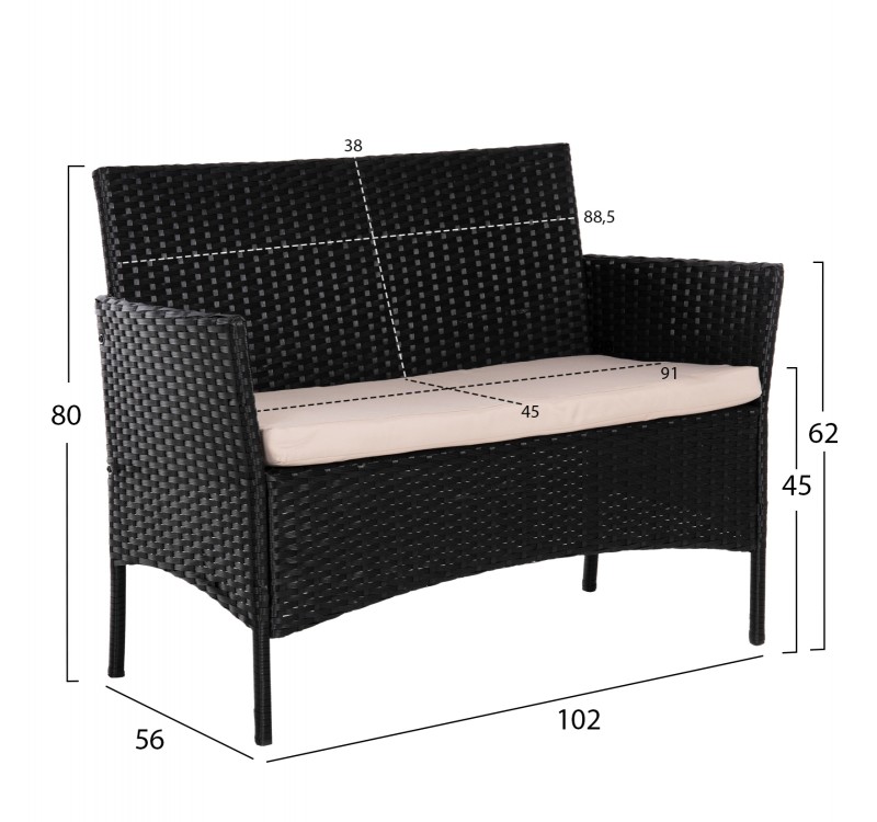 ΣΕΤ ΣΑΛΟΝΙ 4ΤΜΧ STASIA HM6089.01 ΣΥΝΘ.RATTAN ΜΑΥΡΟ-ΚΑΠΟΥΤΣΙΝΟ ΜΑΞΙΛΑΡΙΑ