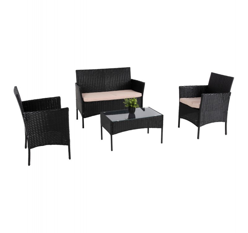 ΣΕΤ ΣΑΛΟΝΙ 4ΤΜΧ STASIA HM6089.01 ΣΥΝΘ.RATTAN ΜΑΥΡΟ-ΚΑΠΟΥΤΣΙΝΟ ΜΑΞΙΛΑΡΙΑ