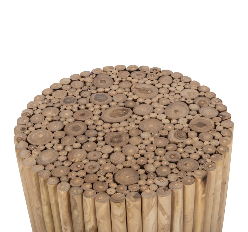 ΤΡΑΠΕΖΙ ΣΑΛΟΝΙΟΥ ΣΤΡΟΓΓΥΛΟ COOTER HM9864 ΚΛΑΔΙΑ TEAK-ΦΥΣΙΚΟ Φ60,5x46Υεκ.