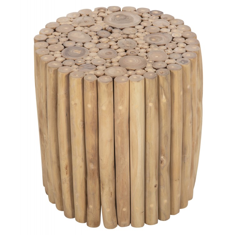 ΤΡΑΠΕΖΙ ΣΑΛΟΝΙΟΥ ΣΤΡΟΓΓΥΛΟ COOTER HM9865 ΚΛΑΔΙΑ TEAK-ΦΥΣΙΚΟ Φ39x40,5Υεκ.