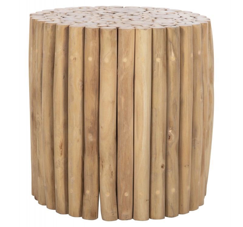 ΤΡΑΠΕΖΙ ΣΑΛΟΝΙΟΥ ΣΤΡΟΓΓΥΛΟ COOTER HM9865 ΚΛΑΔΙΑ TEAK-ΦΥΣΙΚΟ Φ39x40,5Υεκ.