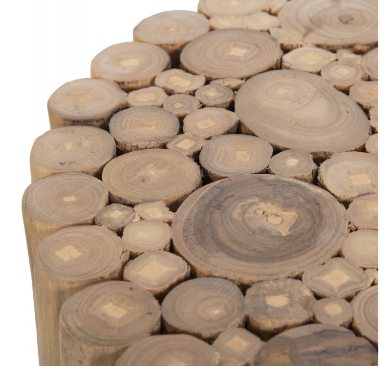 ΤΡΑΠΕΖΙ ΣΑΛΟΝΙΟΥ ΣΤΡΟΓΓΥΛΟ COOTER HM9865 ΚΛΑΔΙΑ TEAK-ΦΥΣΙΚΟ Φ39x40,5Υεκ.
