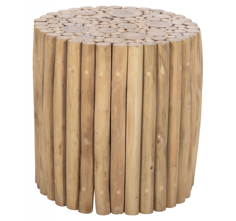 ΤΡΑΠΕΖΙ ΣΑΛΟΝΙΟΥ ΣΤΡΟΓΓΥΛΟ COOTER HM9865 ΚΛΑΔΙΑ TEAK-ΦΥΣΙΚΟ Φ39x40,5Υεκ.